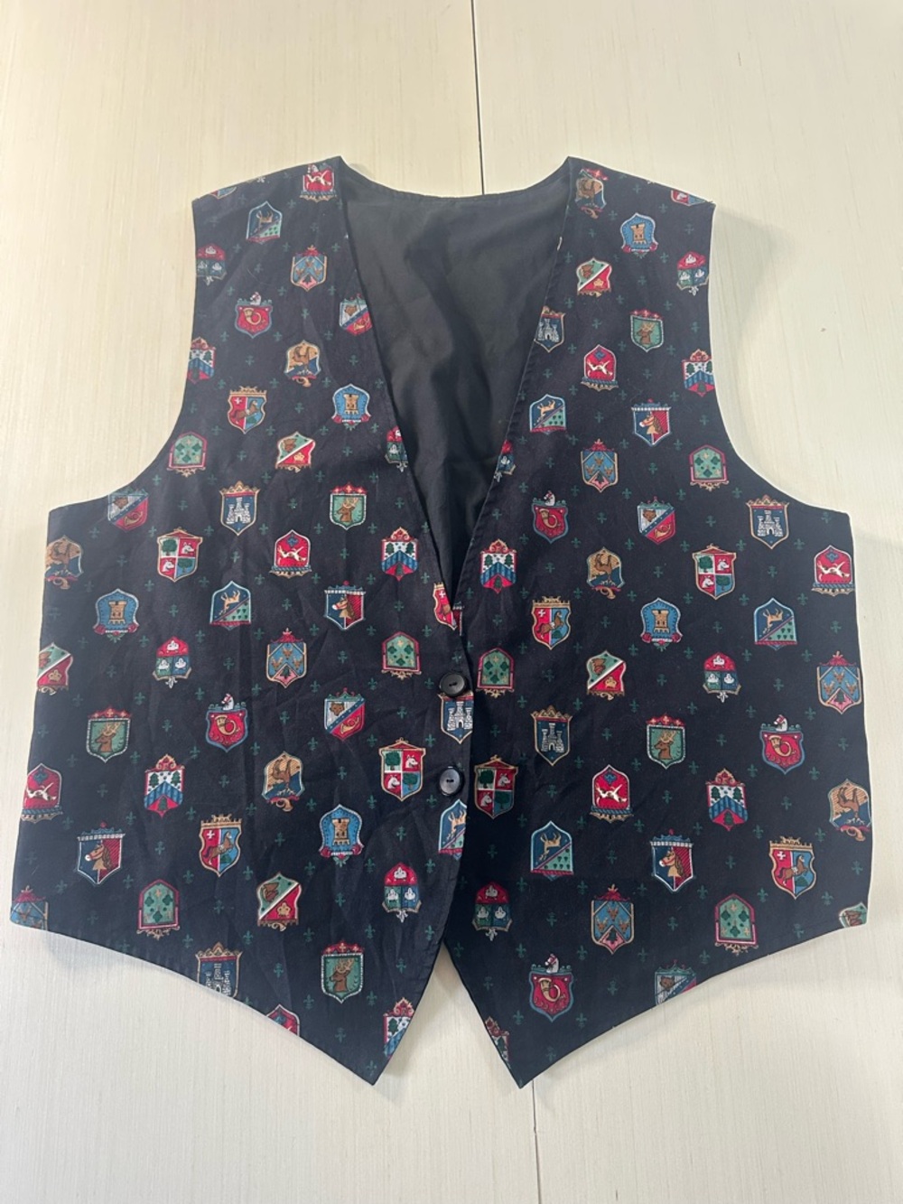 Classic Black Crest-Print Men's Vest